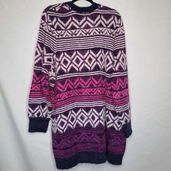 22 24 Lane Bryant Purple Eyelash Cardigan Open Front Ombre Sweater Knit Fuzzy - Picture 7 of 7